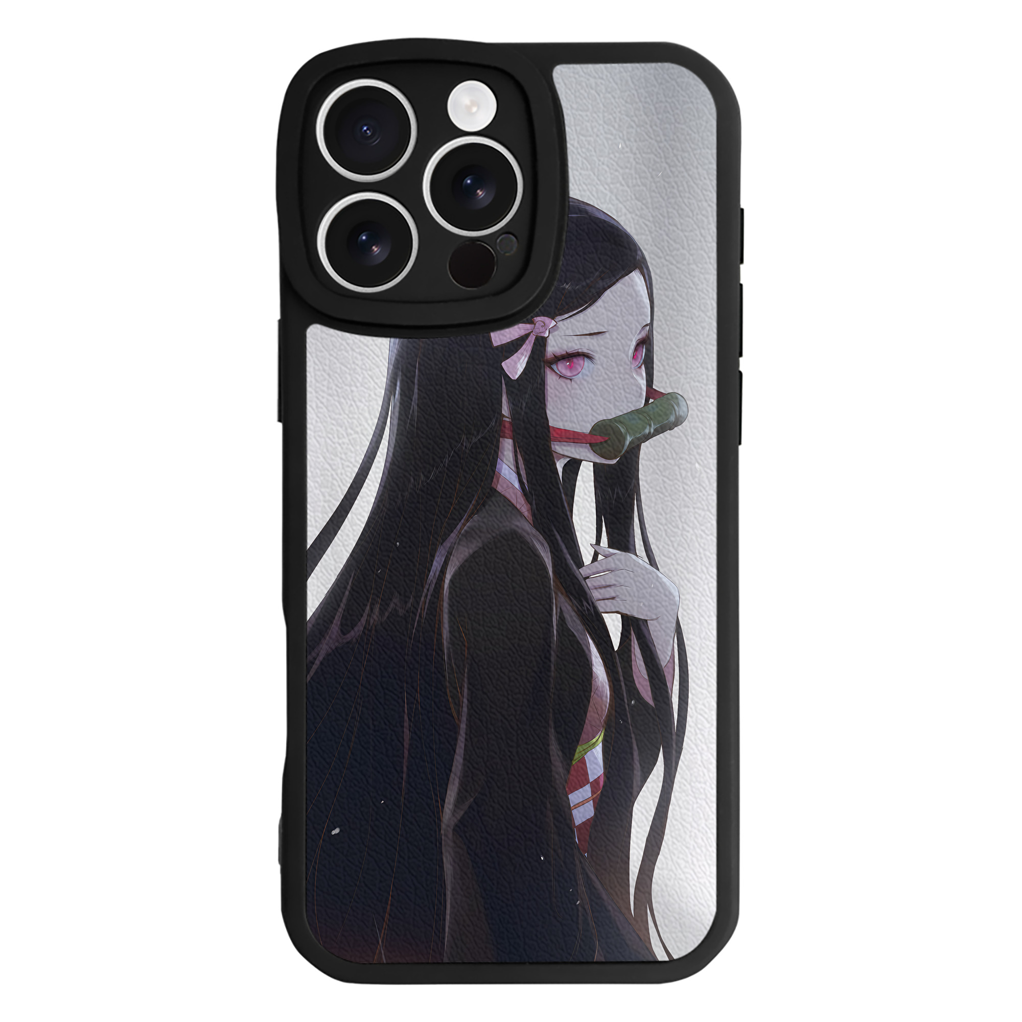 （画像用） 鬼滅の刃（きめつのやいば）竈門 禰󠄀豆子／かまど ねずこ Kamado Nezuko 【iPhone 16シリーズ対応】シリコンスマホケース（レザー調） 材質：シリコン